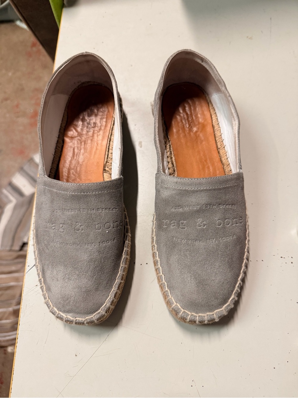 Rag & Bone Edie Flat Espadrille Cemento grey suede size 38